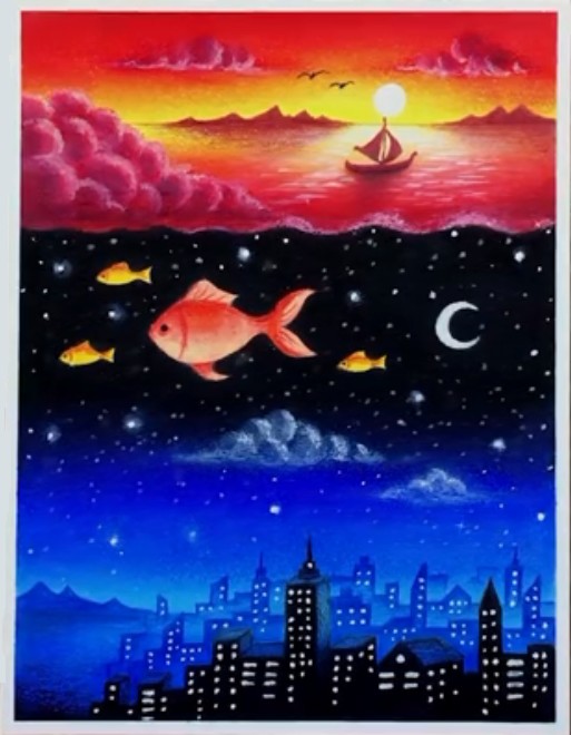 dessin-ville-nuit-poisson-mer-coucher-de-soleil